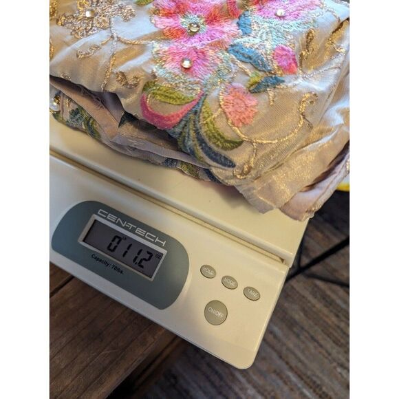 Hayat Embroidered Beige Pink Green Floral Kurti Dress S/M Ethereal Special Occas - Picture 14 of 14